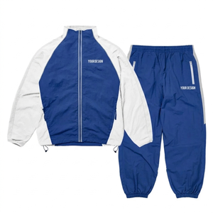 Ensemble coupe-vent décontracté sur mesure 100 % polyester, pantalon empilé en nylon, vêtements de sport unisexe, combinaison deux pièces zippée coupe-vent épaisse - Product Image 6