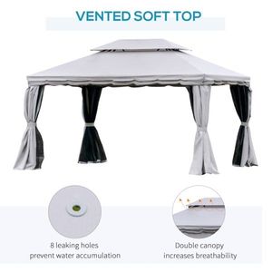 Gazebo da Giardino 3x4m Grigio, Tettoia e Pergola Resistenti per Intrattenimento all'Aperto - Product Image 5