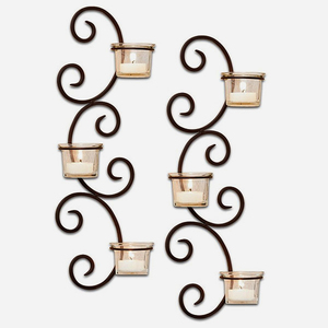 Interior Wall Hanging Wood & Metal <b>Candle</b> Holder <b>Sconce</b> - Product Image 4