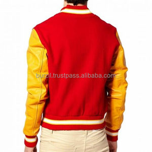 High Quality Custom Wool Varsity <b>Jacket</b> <b>Real</b> <b>Leather</b> Sleeves Unisex Heavyweight Buttons Closure Stand Adults All Seasons Model - Product Image 2