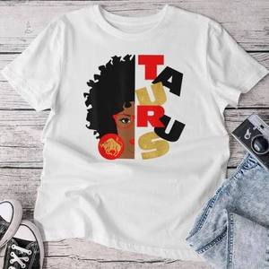 Camiseta gráfica Taurus Afro Woman, ropa informal de primavera y verano, camiseta blanca de manga corta para mujer, camisetas a la venta con entrega rápida - Product Image 1