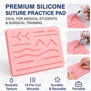 Kit d'entraînement à la suture pour étudiants en médecine, comprenant un grand coussin en silicone, des fils de suture, un kit d'outils, une planche à nœuds et un cours vidéo sur la suture - Product Image 6