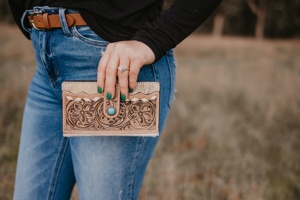 Portefeuille en cuir taillé à la main sculpture à la main Unique élégant femmes dames pochette sac à main en gros en cuir véritable femme mode - Product Image 6