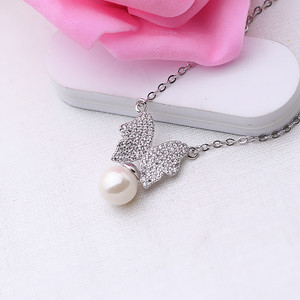 Accesorios de Plata S925 para Mujer, Collar con Colgante de Mariposa y Perla de Circonio, Cadena de Clavícula Moderna, Dijes de Moda - Product Image 2