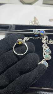 Natural Opal & Diamond Jewelry <b>Set</b> <b>Ring</b> Earrings Necklace 925 <b>Sterling</b> <b>Silver</b>, Opal Necklace, Opal <b>Ring</b>, Opal Earring, <b>Silvers</b> - Product Image 2