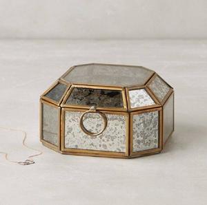 กล่องใส่เครื่องประดับกระจกเมอร์คิวรี่ ทรงสี่เหลี่ยมผืนผ้า สีทอง ดีไซน์หรูหรา คุณภาพสูง ปรับแต่งได้ตามต้องการ - Product Image 1