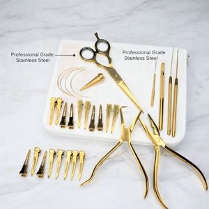 Kit d'extension capillaire Or Rose Plasma, Pince à deux trous, Ciseaux, Aiguille, Anneau, Pince à boucle - Product Image 3