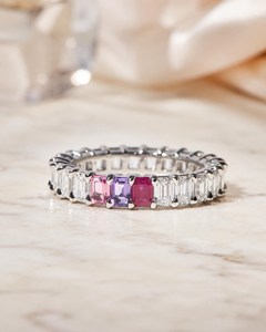 High Quality Moissanite Emerald Cut Full Eternity Band <b>Ring</b> 925 Silver With Rhodium Plated Wedding Gift for Lovers - Product Image 2