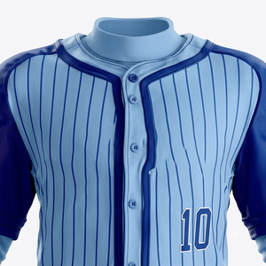 Ensemble d'uniformes de baseball personnalisés pour hommes, maillot rayé bleu, pantalon blanc, manches longues, polyester respirant, toutes saisons, taille adulte - Product Image 3