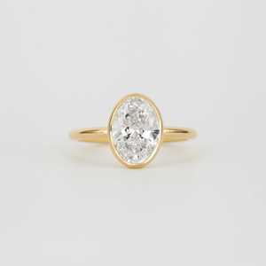 Bague de fiançailles en or massif 14 carats avec diamant de laboratoire taille ovale sur mesure, monture closée en or 14 carats, bague solitaire pour femme, OEM - Product Image 3