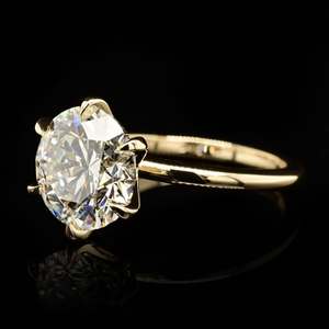 Anillo de Moissanita de 5 Quilates, Plata 925 con Baño de Oro Amarillo, Moissanita Redonda Blanca de Color D VVS, Anillo de Compromiso para Mujer - Product Image 3