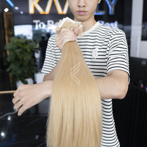 Paquetes de cabello virgen europeo Crudo sin procesar Cutícula alineada Trama doble para salones Estilo Fumi Cabello virgen popular - Product Image 1