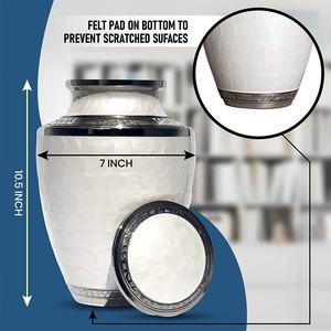 Urne funéraire classique en aluminium et laiton, style américain, blanc nacré, avec bordure argentée, pour maisons funéraires et directeurs, vente en gros - Product Image 5