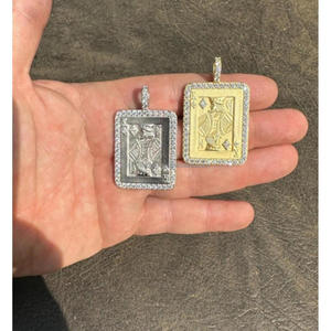 Pendentif Carte de Jeu 'Iced Out King' avec Diamant de Laboratoire, en Argent Sterling 925, Design de Carte à Jouer de Luxe, Bijoux Hip Hop Unisexe - Product Image 2