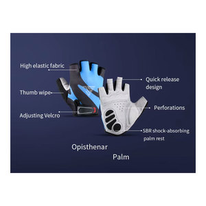 Guantes de Ciclismo de Medio Dedo para Verano, Venta al Por Mayor de Fábrica, Hechos con Tela Elástica, Tela de Rizo, Cuero Sintético y Almohadillas de Goma - Product Image 2