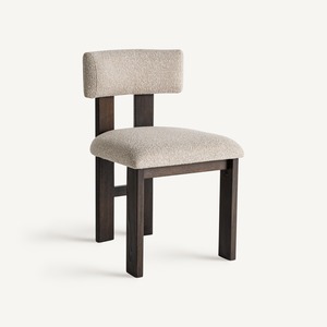 Silla de Comedor de Diseño Moderno con Respaldo Curvo, Tapicería Bouclé y Estructura de Madera Sólida para el Hogar - Product Image 2