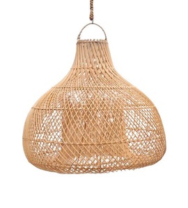 Handwoven Round Pendant <b>Light</b> Rattan Lampshade Boho Tropical Style Home Lighting Bamboo Lamp Cover Made in Vietnam - Product Image 5