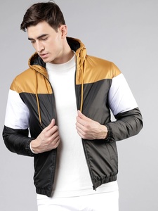 Men's Black Hooded Waterproof Ski Jacket Sporty Style Zipper Front Solid Color Winter Wear Regular Fit - Product Image 6