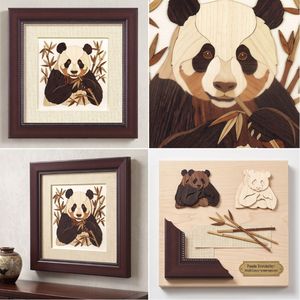 Veneer Handcrafted Wooden Panda Marquetry <b>Wall</b> <b>Frame</b> | 3D Layered Inlay Art for Living Room, Bedroom & Office Decor - Product Image 5
