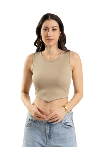 เสื้อครอปแขนกุดสีเบจแบบพรีเมี่ยมที่มีน้ำหนักเบามีสินค้าในฤดูร้อน - Product Image 5