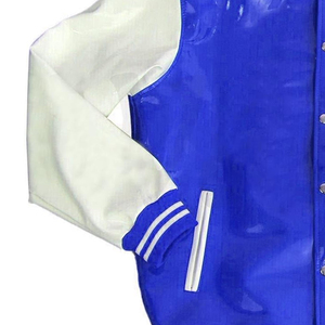 <b>Mens</b> PVC Leather Varsity <b>Jacket</b> Classic <b>Baseball</b> Style Streetwear with Stand Collar and Front Customization - Product Image 3