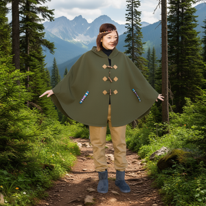 Poncho en coton vert armée, artisanal, autres produits artisanaux - Product Image 3
