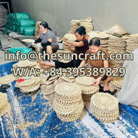 Alas Meja Anyaman Rumput Laut Alami Premium - Alas Meja Bundar Anyaman Tangan dari Rotan untuk Dekorasi Makan Malam Gaya Boho