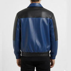 เสื้อแจ็คเก็ตหนังผ้าใบสำหรับผู้ชายสำหรับฤดูหนาว พร้อมปกคอแบบซิป แต่งขอบด้วยหนังแกะ ระบายอากาศได้ดี มีไซส์พลัสสำหรับผู้ชาย - Product Image 2