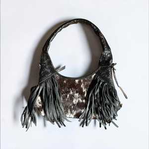 Turquoise Tooled Leather Cowhide <b>Purse</b> Western Fringe Shoulder Bag Cowgirl Handbag Hair-On Hide Bag Boho Rodeo Bag Leather - Product Image 3