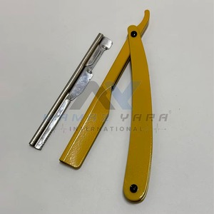 มีดโกนเหล็กกล้าไร้สนิมสีเหลืองแบบ OEM ขายส่ง มีดโกนแบบตรง ใบมีดเดี่ยว สำหรับโกนหนวดแบบเปียกสำหรับผู้ชาย - Product Image 6