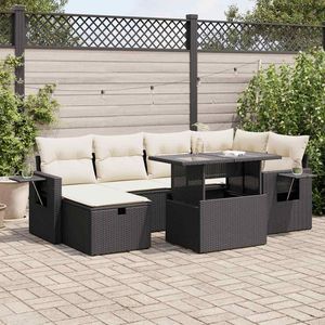 Ensemble de canapés de jardin blanc crème et noir - Product Image 1