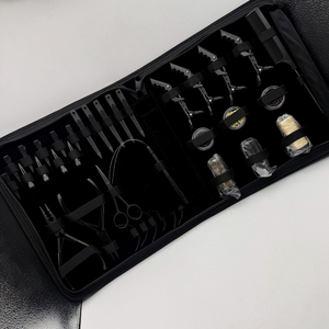 Hot Selling Black Matte Steel Professional Hair Extension Tool Kit Set with Hair Pliers Micro Beads Crocodile <b>Clips</b> & Scissors - Product Image 3
