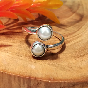Anillo de Perlas Naturales de Agua Dulce, Anillo de Plata de Ley 925, Diseño Minimalista, Hecho a Mano, Regalo de Compromiso Unisex - Product Image 4