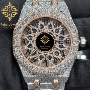 Montre de luxe pour femme Pahal Jewels avec diamants, boîtier en acier inoxydable 40 mm, mouvement à quartz analogique, design ajouré, fermoir caché à bouton-poussoir 20 mm - Product Image 1