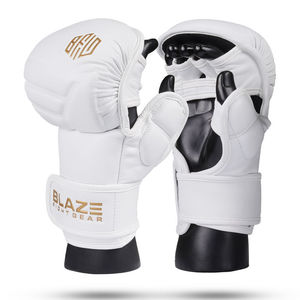 Guantes de Lucha MMA de Cuero Vacuno Genuino al por Mayor, Compatibles con Pantalla Táctil, Ligeros, Transpirables, con Dedos Abiertos para Grappling y Sparring - Product Image 1