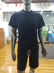 Ensemble T-shirt à manches courtes et short de couleur unie pour homme, vêtements de marque, ensemble 2 pièces, vente en gros, nouveaux ensembles décontractés pour homme, été, coton - Product Image 4