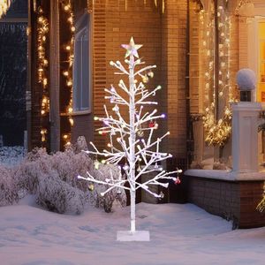 8ft bianco per interni albero di natale luci stelle Top forma di abete innevato 80 rami 80 colori caldi 8 modalità di telecomando quattro colori - Product Image 3