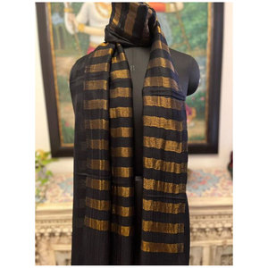 Luxury Fine <b>Wool</b> Zari Big Stripe Stole 70x200cms Premium Soft Winter Fashion Shawl Elegant Designer <b>Wrap</b> Ready Stock Available - Product Image 2