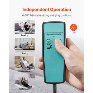 Schienale Elettrico Sollevabile per Letto, Capacità 136 kg, Regolabile 4-68 Gradi, con 4 Corrimano e Braccioli, Cuscino per Lettura e Riposo - Product Image 2