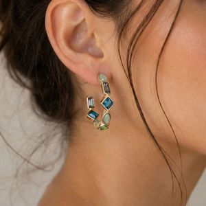 Fashion Anti-Tarnish Multicolor <b>Crystal</b> Hoop <b>Earrings</b> for Women Lightweight Stone <b>Studded</b> Wedding Jewelry (WE009Mul) - Product Image 6