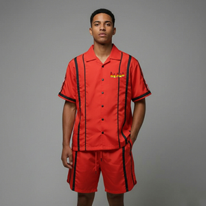 Hot Selling Custom Logo Printed Men's Solid <b>Knee</b> Short Sleeve Shirt Shorts Set Summer Casual Streetwear Two Piece 100% Cotton - Product Image 1