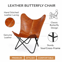 Chaise papillon pliable classique avec base métallique robuste et assise confortable en toile pour une utilisation contemporaine à la maison, dans la chambre et l'appartement
