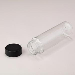 Bottiglia Rotonda Personalizzata in Plastica Tritan per Cosmetici e Bevande, Nera con Coperchio Nero e Stampa Serigrafica per Regali e Artigianato - Product Image 2