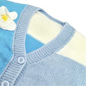 Breathable Modern Fit V-Neck Embroidery Cardigan Men’s Contrast Stripe Varsity Knitted Sweater for Trendy American 2026 - Product Image 5