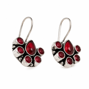 Pendientes de Plata Oxidada con Gema Roja para Mujer, Venta al por Mayor, Proveedor de Joyería a Granel de la India - Product Image 1