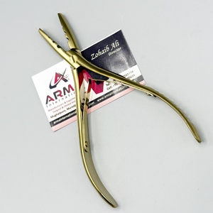 Hot Selling Three Hole Hair Pliers Surgical Grade Stainless Steel Plasma Gold 7" <b>Micro</b> Pulling Hook Needle for Hair <b>Extensions</b> - Product Image 3