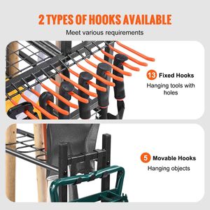 16-Slot Garden <b>Tool</b> Organizer <b>Hooks</b> Long-Han Holder Yard <b>Tool</b> Tower Rack Wheels for Garage Storage Garage Shelves Product - Product Image 3