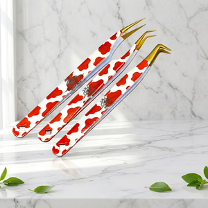 Nouvel ensemble de pinces à cils à motif vache, design coupe étoile, pour extensions de cils, outils pour cils - Product Image 1