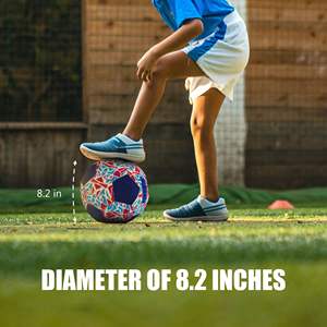 Ballon de football classique jaune et bleu bicolore en cuir PU et mousse EVA taille 5 pour l'entraînement sportif en extérieur - Product Image 3