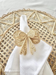 Stylish Bow Shape Rattan Napkin Ring Holder Suitable For Rustic <b>Table</b> Setting Kitchen Dining Wedding <b>Party</b> And Gifting Use - Product Image 4